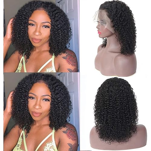 Lace Front Wigs Human Hair Pre Plucked, 130% Density Brazilian Curly Lace Frontal Wigs Human Hair with Baby Hair for Black Women(14''curly)