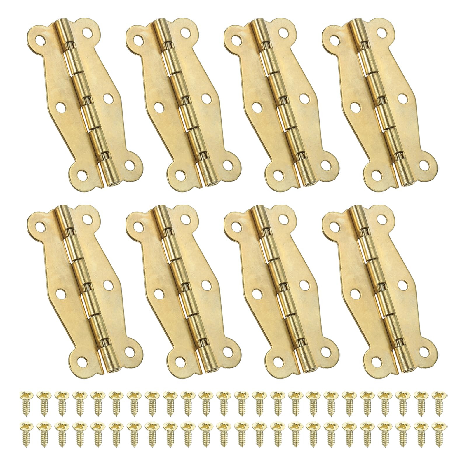 PATIKIL Small Vintage Box Hinges 2 Inch, 8 Pack 180-Degree Butterfly Decorative Hinges Jewelry Box Hardware with Screw for Cabinet Wooden Box Drawer Craft, Gold