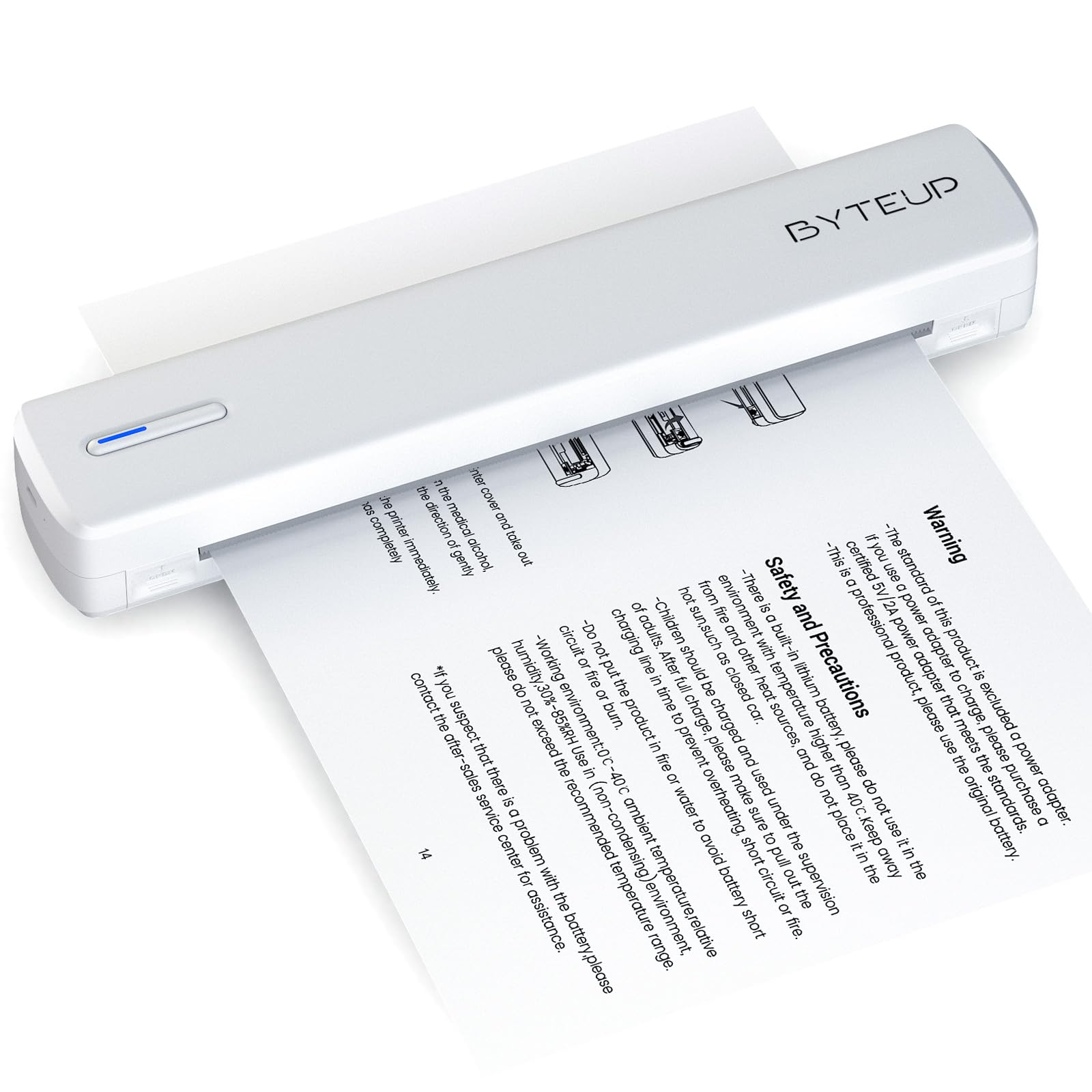 Photo 1 of ByteUp C80 Portable Inkless Thermal Printer | Bluetooth Wireless, Compact Travel Printer for iOS/Android/PC | Ideal for Office, School, Tattoo Stencils & DIY Projects | Ink-Free, 8.5"x11" Letter Paper