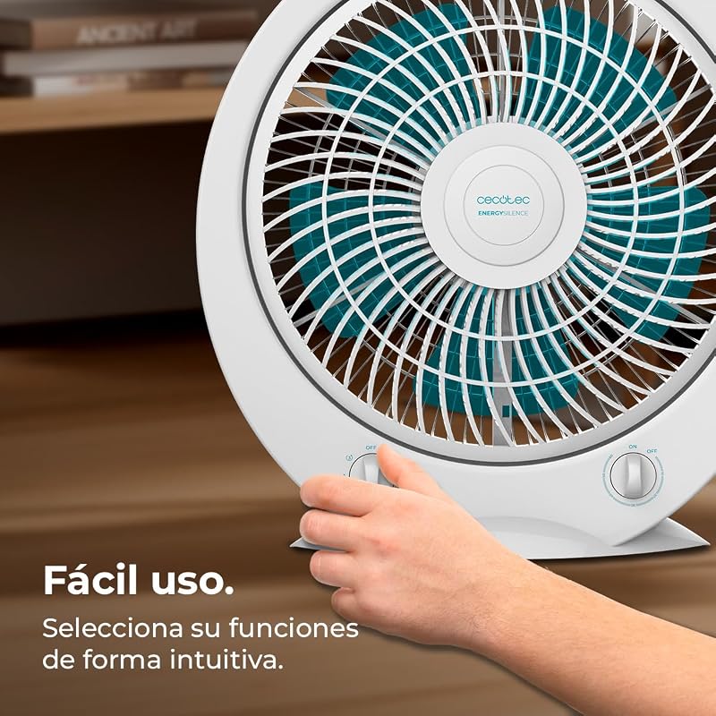 Caixa de ventilação quadrada de chão 4500, caixa de potência, 45 W, 12 polegadas de diâmetro, 5 pás, 3 velocidades, temporizador de 1h, grelha rotativa e segurança máxima, branca, redonda
