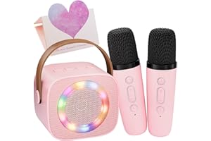 ANKUKA Mini Karaoke Machine, Kids Karaoke Microphone Machine with Portable Music Player, Karaoke Singing Toys Gifts for Girls 4, 5, 6, 7, 8, 9, 10, 12 +Year Old Toddler Teens Birthday Party Home Camping Pink