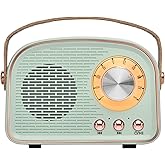 Aresrora Retro Bluetooth Speakers,Wireless Vintage Speaker,Outdoors Wireless Portable Bluetooth Speaker Supports TWS Pairing/U-Disk/TF Card/AUX for Home,Travel,Outdoor (Cyan)