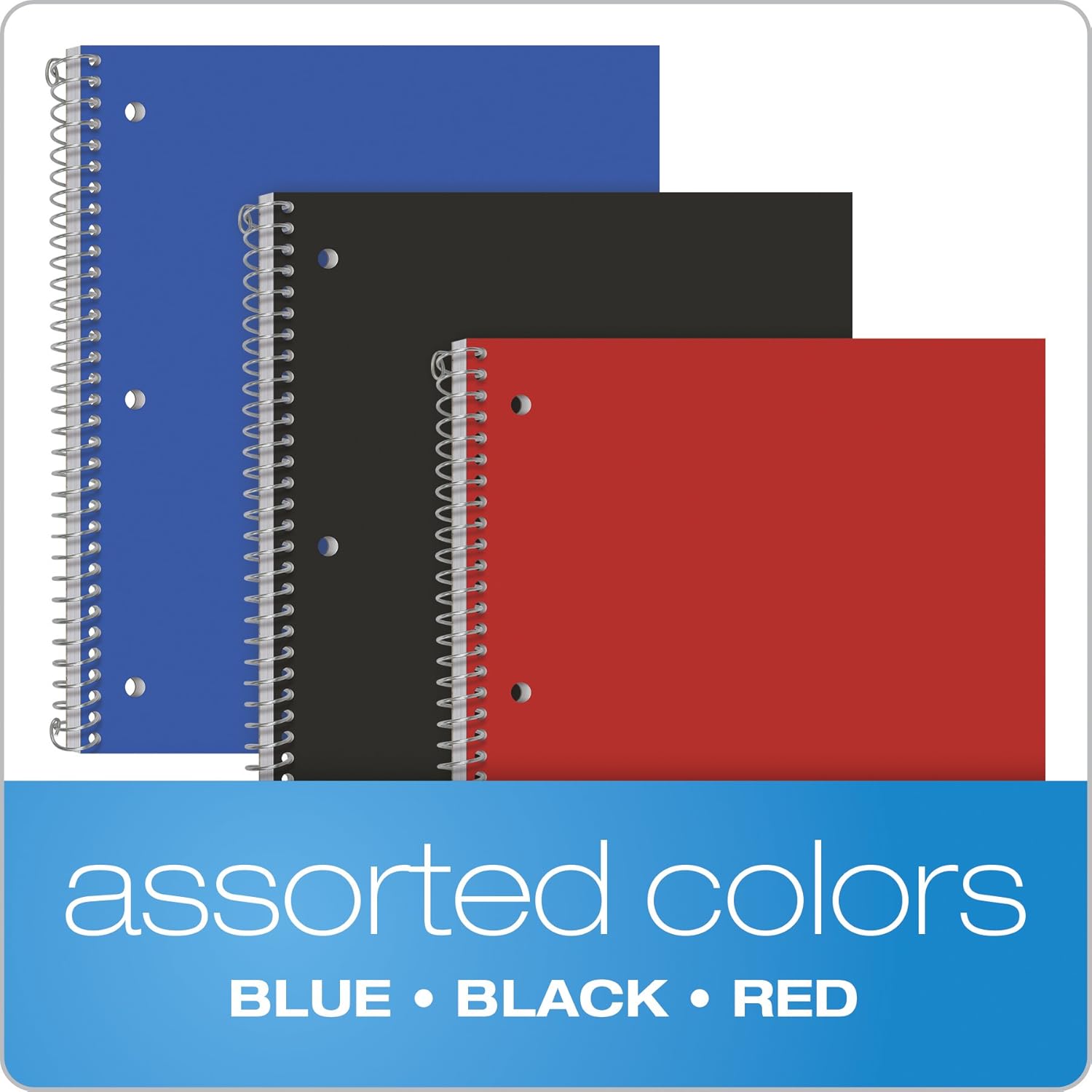 Oxford Spiral Notebooks, 1 Subject, College Ruled Paper, Durable Plastic Cover, 100 Sheets, Divider Pocket, 3 per Pack (10390) : Office Products