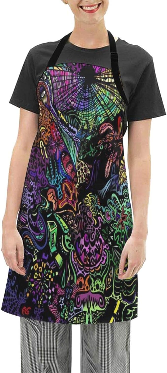 Amazon.com: Aprons for Women Trippy Wallpapers Unique Apron Cooking