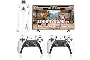 UCKQUI Upgrade Retro Gaming Console Pro with 40,000+ Built-in Classic Video Games, Retro Game Stick with 38 Emulators, Plug & Play for TV, Video Gaming Stick HDMI Output with Dual 2.4G Controllers