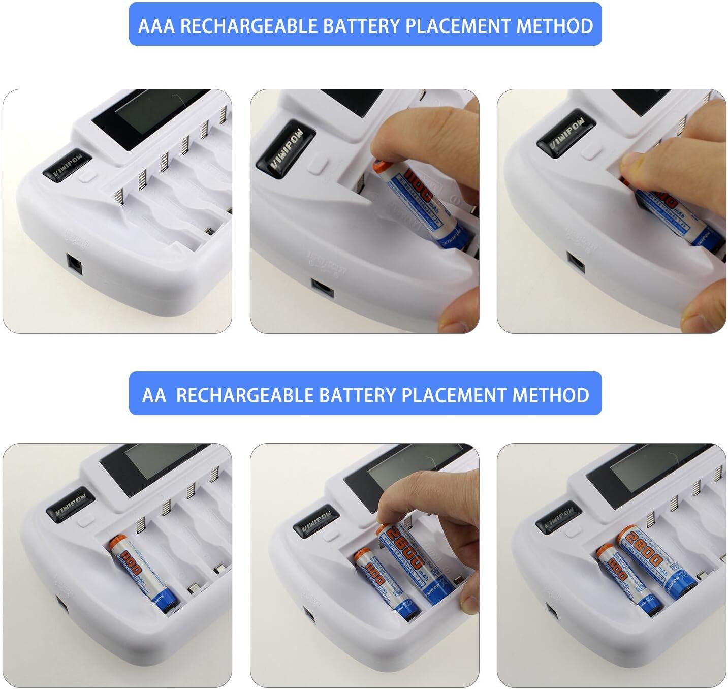 Battery Charger, 8+1 Bay Smart Battery Charger with LCD Display for AA/AAA Ni-MH/Ni-Cd 9V Rechargeable Batteries Charger: Home Audio & Theater