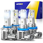 AUTOONE H11/H8/H9 9005/HB3 Light Bulbs Combo, 150,000LM Brightness, Canbus 1:1 Mini Size 6500K White IP68 Automotive Replacement