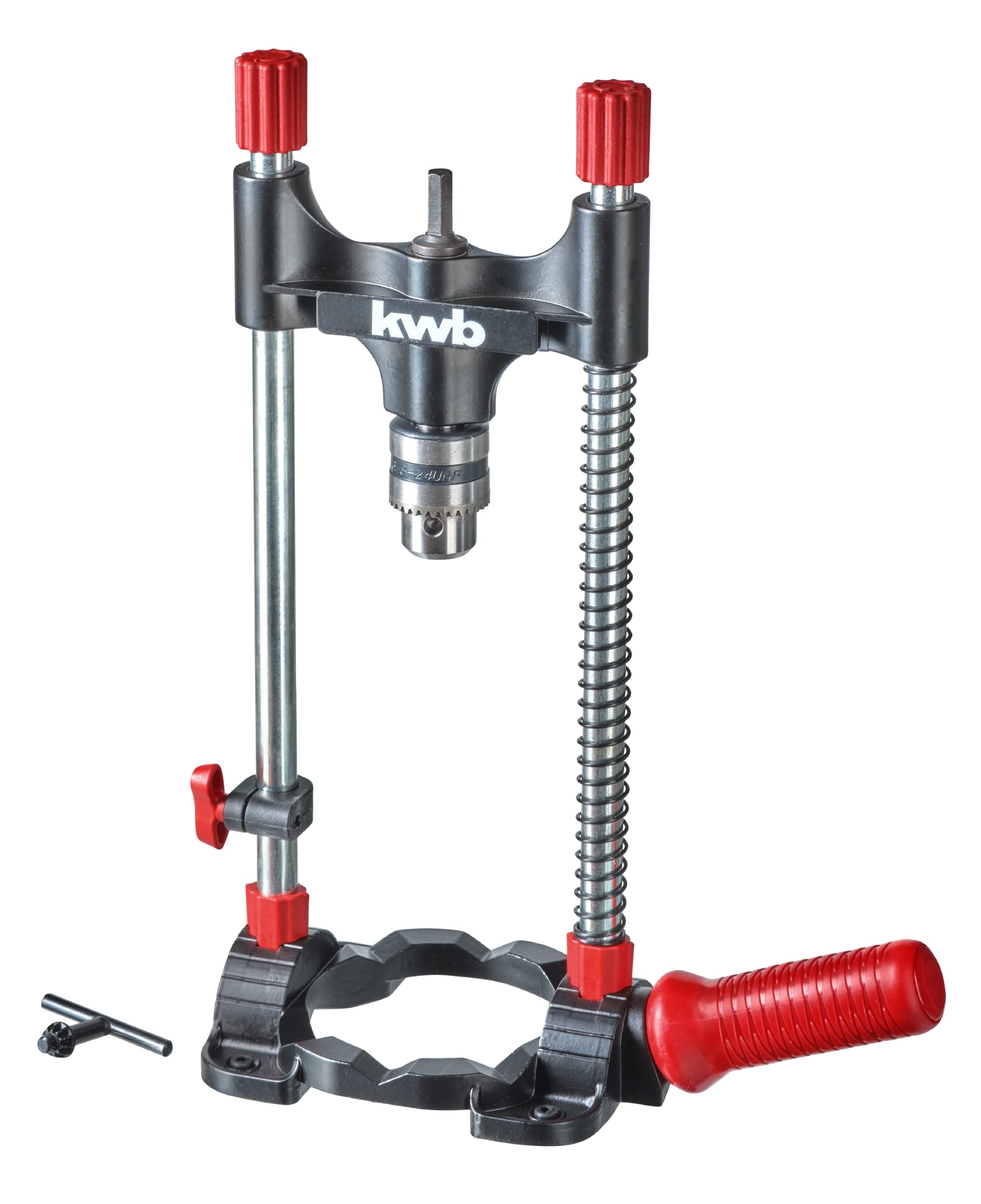 KWB Mobile Drill Stand with Chuck, Hex Drive for Cordless Screwdrivers and Drill Machines - Adjustable Angle Locking 45° 60° 75° 90° for Flat and Round Workpieces