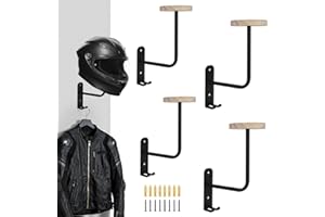 Tongyuyan 4 Pack Helmet Wall Mount,Helmet Holder Wall Mount,Metal Motorcycle Helmet Holder,Suitable for Cycling Gear,Hats,Jackets,Saving Garage Space