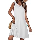 JOLIGAL Womens Summer Dresses Casual Sleeveless Tshirt Sundress Beach Cover Up with Pockets Loose Tank Dress