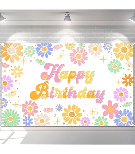 Kreat4joy Sfondo Per Festa Di Compleanno 2 Anni - Our Little Daisy Is Turning Two - Tema Margherita Rosa 0,9x1,5 M