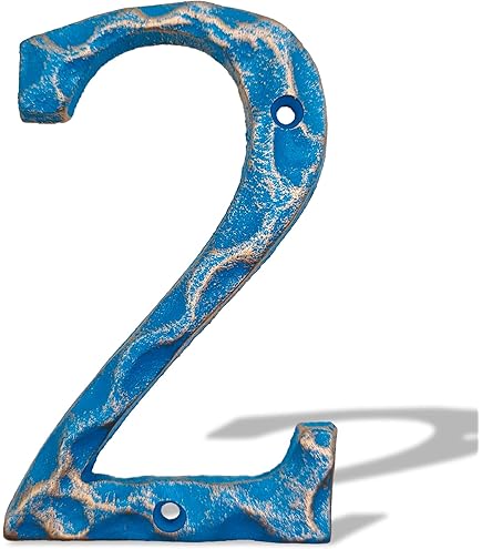 BetLight 5.5 Inch Cast Iron House Numbers - Solid Hammered Red Finish Home Address Signs