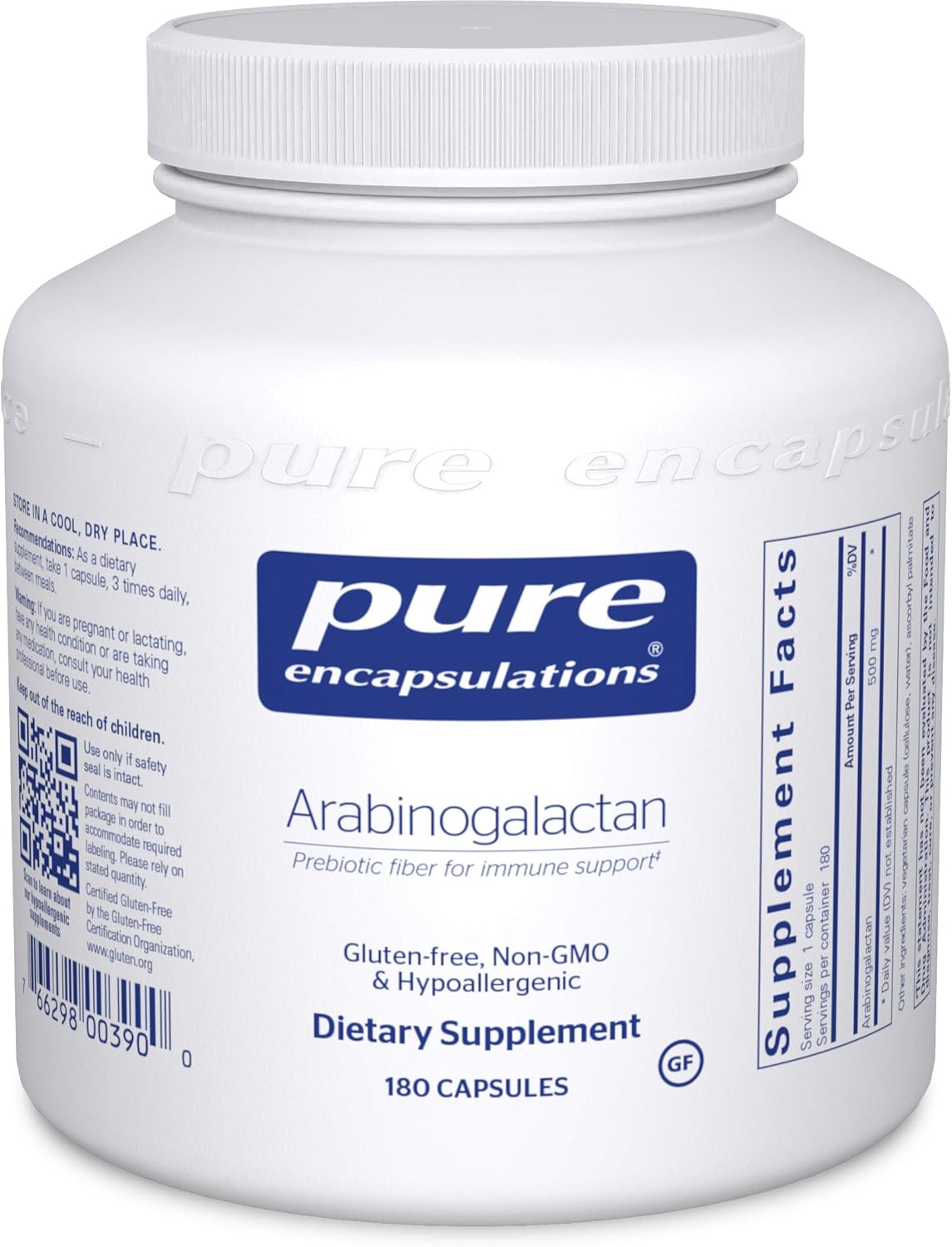 Pure Encapsulations - Arabinogalactan - Fermentable Fiber for Immune Support - 180 Capsules