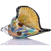 DOVDOV Hand Blown Glass Conch Statue, Colorful Home Decor for Coastal Style Beach Decor Living Room Bedroom Console TV Cabinet entryway Desktop Ornaments