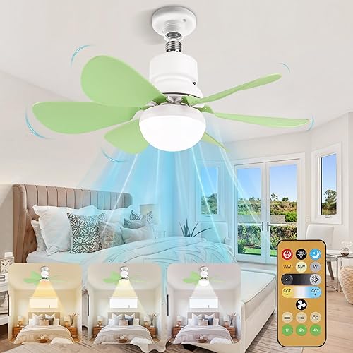 Ceiling Fans with Lights and Remote Control,30w Ceiling Fan Light Dimmable,Quiet Ceiling Fan 6 Blades for Bedroom,Living Room Kitchen 3 Color Temperature,3 Speeds,Timing