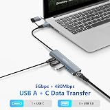 Clomnpe 5 In 2 USB C Hub Gigabit Ethernet 1000M 3x USB 3.0 USB-C for MacBook XPS view 5