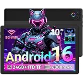 Gleeso Tablet, Android 16 Tablet 10 Inch, 24GB RAM 1TB TF, Wifi 6 &amp; BT 5.4 | 6000mAh Battery, Widevine L1 Support, Face Unlock, HD Display, Dual Camera, Dual Speaker, Tablet for Work &amp; Entertainment