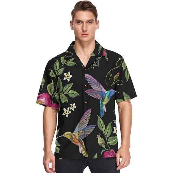 Visesunny Men's Hawaiian Shirt - Colorful Horse Print, Short Sleeve Button Down | Quick-Dry, Lightweight Aloha Shirt For Vacation