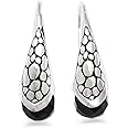 NOVICA Artisan Handcrafted Black Onyx and Chalcedony Drop Earrings in Sterling Silver - French Wire, Stone Dangle, Black Agate