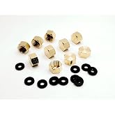(Pack of 10) Brass 3/8'' Compression valve Cap Fitting for Sink Shut off Angle Stop Water Line Valve with Sealing Rubber Gasket Washer