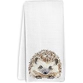 KFXHANGD Cute Hedgehog Kitchen Towels, Hedgehog Gifts Dish Towels, Farmhouse Rustic Forest Wild Animal Decorative Hand Tea Towel for Bathroom Kitchen, Gifts for Hedgehogs Lovers, 16x24 Inches