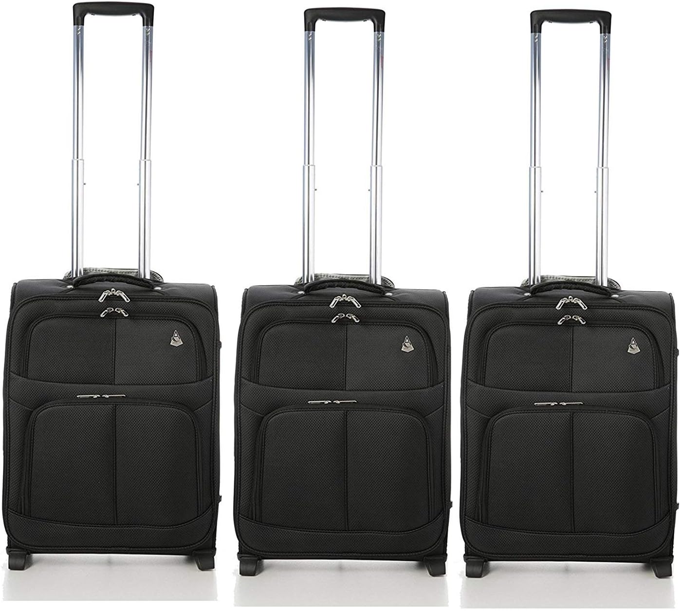 Aerolite Trolley Hand Luggage Suitcase with 2 Wheels, Black Black 3 X