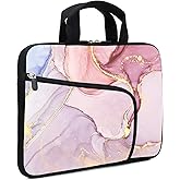 11.6" 12.2 inches Laptop Sleeve Chromebook Case Notebook Sleeves Neoprene Handle Bag for Men Women, Two Pockets Fit Apple MacBook Air Samsung Acer HP(Pink Marble)