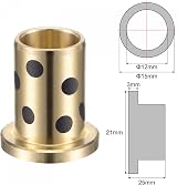 sourcing map Flanged Sleeve Bearing 12mm Bore Brass Wrapped Oilless Bushing view 2