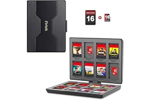 fivtek Game Card Case for Nintendo Switch/Switch Lite/OLED, Switch Game Holder Storage Card Portable Cartridge Case with 16 Game Card Slots and 16 Micro SD Card Slots(Black) (SW-2306)