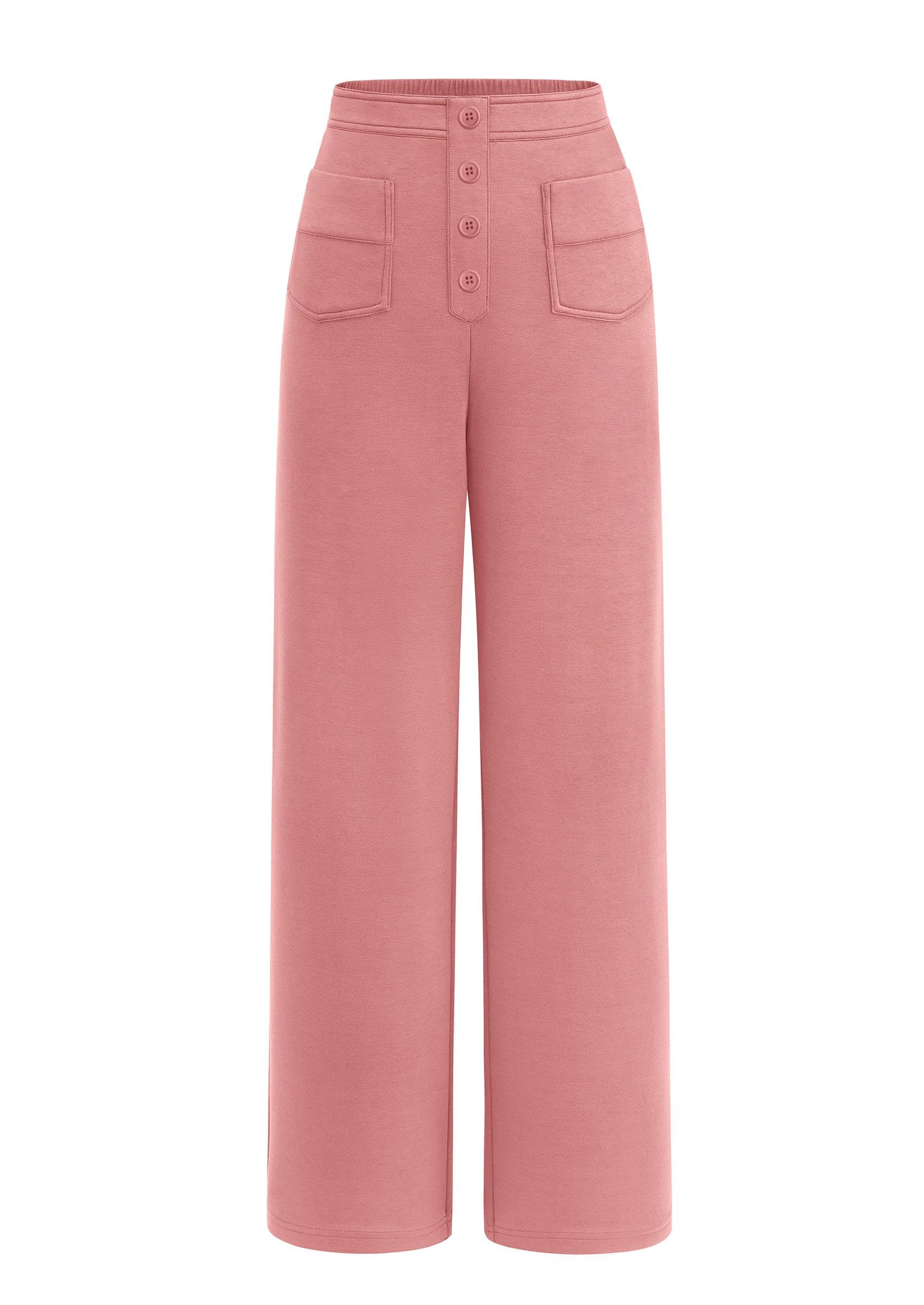 Photo 1 of PRETTYGARDEN Women's Dressy Casual Dress Pants 2025 Fall Straight Leg High Elastic Waisted Stretch Trouser Slacks (Dusty Pink,Small)