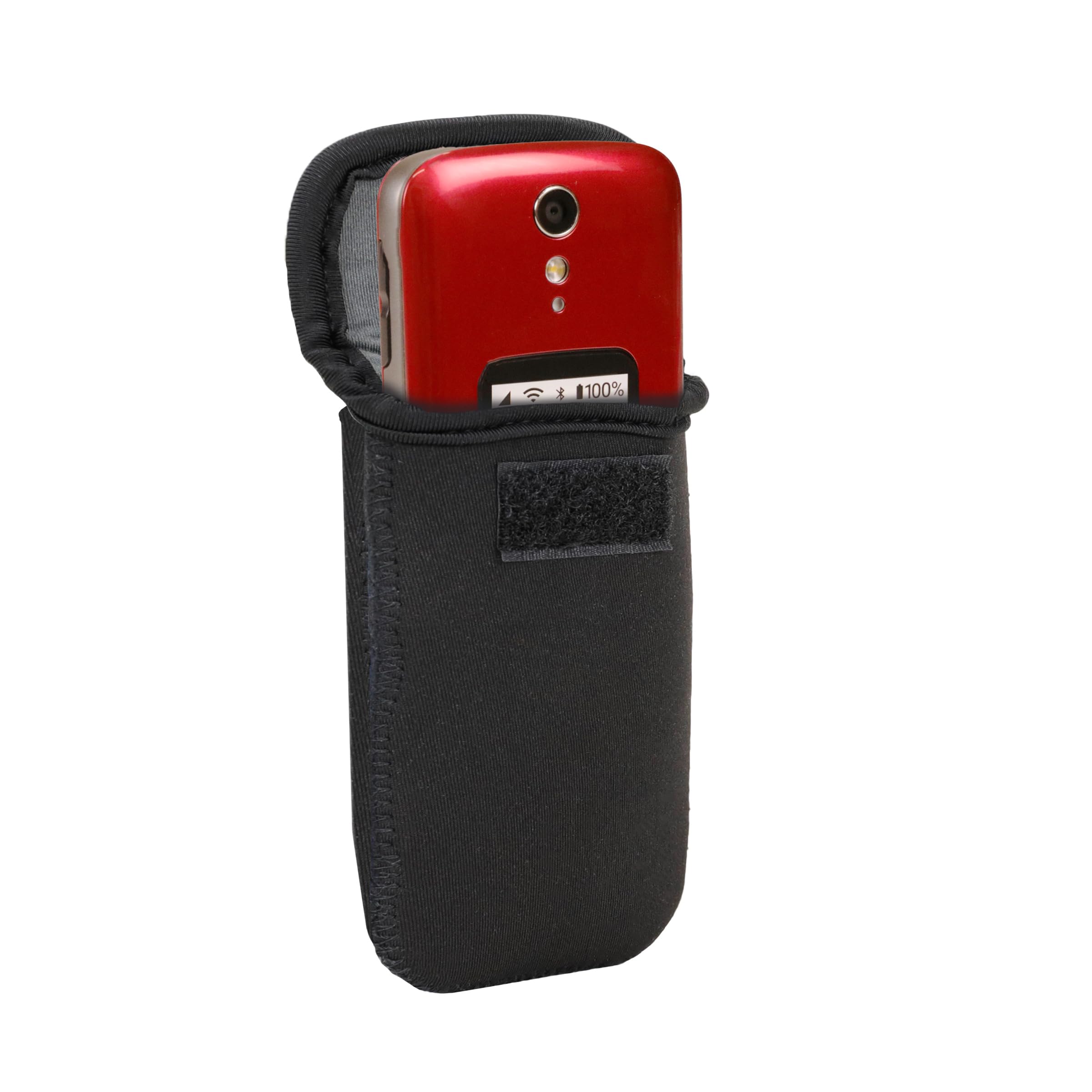 USA Gear Flip Phone Case Holster with Belt Loop, Carabiner Clip, Easy Access Cover, Scratch Resistant Interior, Neoprene Material – Compatible with Nokia 2660, GSM Flip, Artfone, Doro 7080, and more
