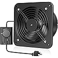 HG Power 8 Inch Exhaust Fan with Speed Controller, 567 CFM Kitchen Exhaust Fan with Damper, Wall Exhaust Fan, Metal Extractor Fan for Window, Attic, Ceiling, Basement, Bathroom Ventilation