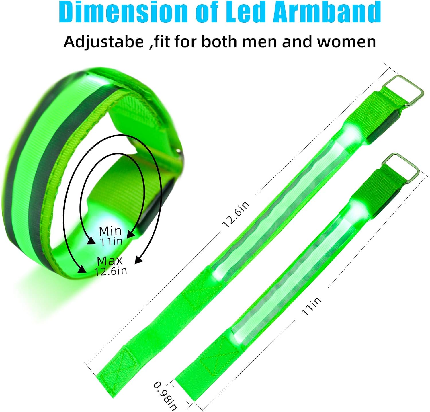 Led Armband 4-Pack High Visibility Running Gear Light Up Reflectors Bracelet Safety Glow Wristband Reflective Strips with Flashing Light for Runners Men Women Kids Pets Night Sports Jogging Cycling - Image 3