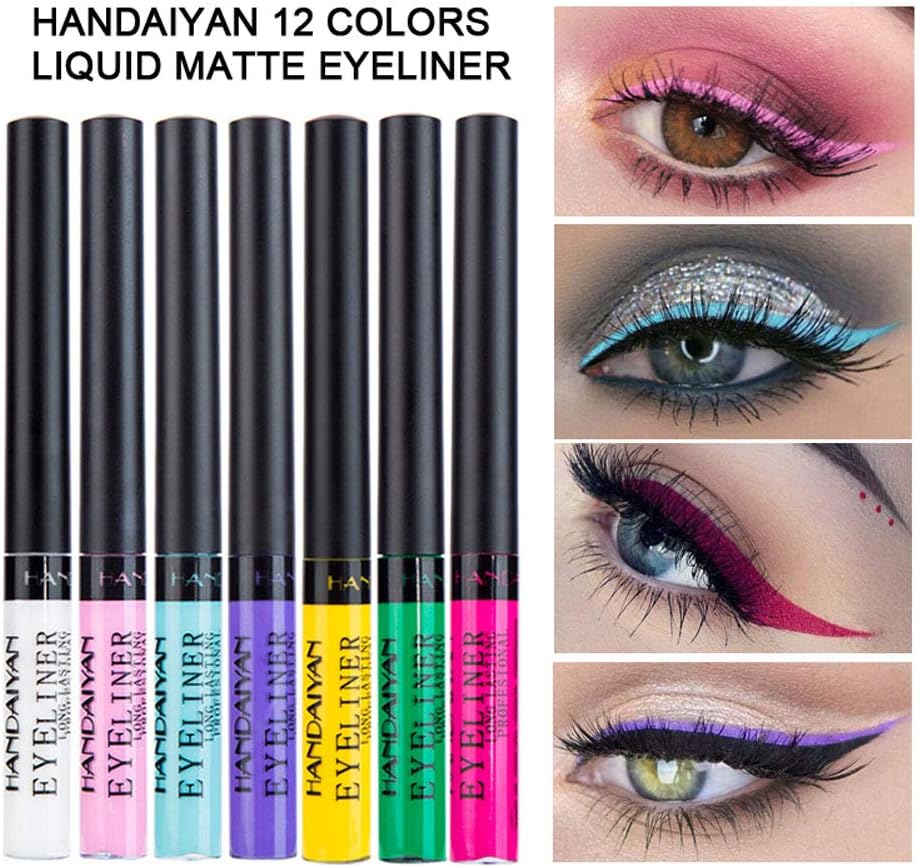 Allbestaye 12 Couleurs Colorees Eyeliner Liquide Set Mat Eye Liner Couleur Impermeable Maquillage Set Rainbow High Liner Precise Amazon Fr Beaute Et Parfum