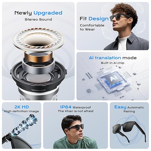 XO SIMPLE IS BEAUTY AI SMART GLASSES,HD 1080P CAMERA GLASSES WITH VIDEO RECORDING & PHOTO TAKING,140+ LANGUAGE REAL-TIME TRANSLATION GLASSES PERFECT FOR TRAVEL, BUSINESS