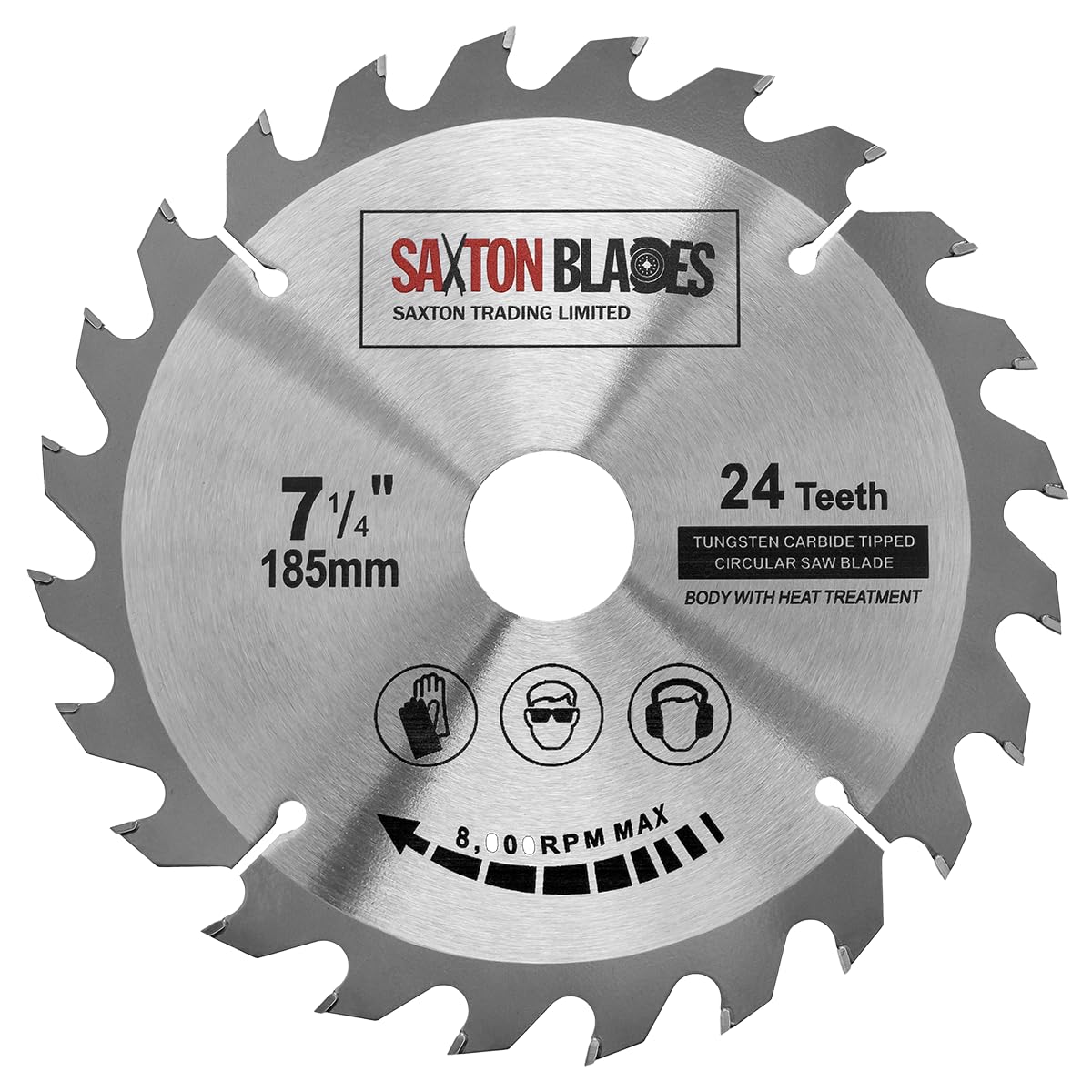 TCT18524T Saxton TCT Circular Wood Saw Blade 185mm x 30mm Bore x 24T for Bosch Makita Dewalt Fits 190mm Saws