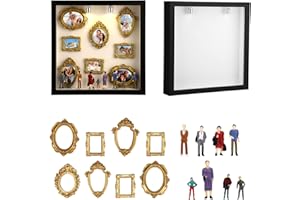 DIY Mini Museum Silhouette Box, Shadow Box Frame Kit Include 1 Silhouette Case 8 Small Photo Frame 8 Random Mini People Figur
