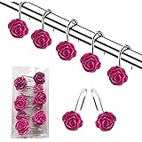 DLD Shower Curtain Hooks, 12 Anti-Rust Decorative Resin Hooks (5 Colors Available) for Bathroom, Baby Room, Bedroom, Living R
