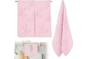 2 Pcs Pink Hand Towels for Bathroom, 100% Cotton Cute Bow Print Hand Towels, Jacquard Weave Bath Decor Preppy Bathroom Decor 