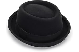 Men Women Pork Pie Hat Wool Felt Boater Porkpie Flat Top Derby Fedora Hat