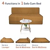 Aart Store Three Seater Sofa Com Bed for Home Perfect for Guests (5X 6 ft ; Golden)