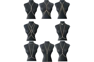 Tornito 4-8Pcs Sexy Body Chain Belly Waist Chain Necklace Summer Beach Bikini Bra Body Jewelry for Women Gold Tone