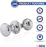 XFORT Polished Chrome Victorian Rim Knob with Screws Brass Rim Lock Knobs view 3