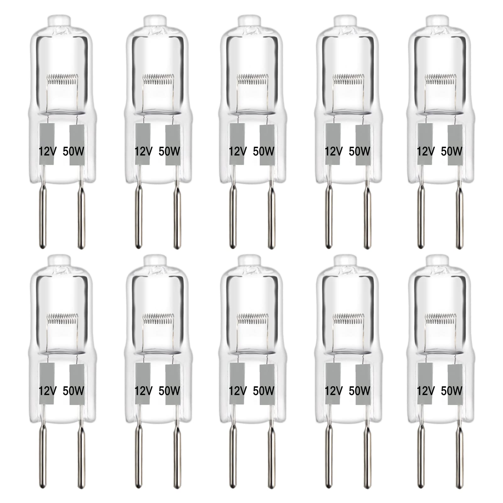 SCNNC Halogen Bulb GY6.35 50W Dimmable, AC/DC 12V, Pack of 10