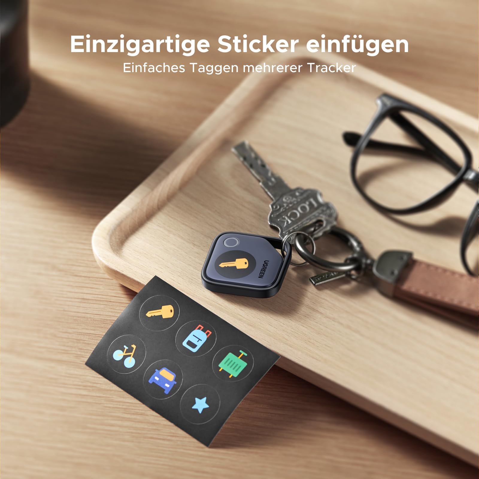 UGREEN FineTrack 4er Pack kompatibel mit Apple Find My (nur iOS), Bluetooth Tracker für Gepäck, Schlüsselfinder, Finder für Schlüssel, Koffer, Reisepässe Smarttag mit Austauschbarer Batterie 9