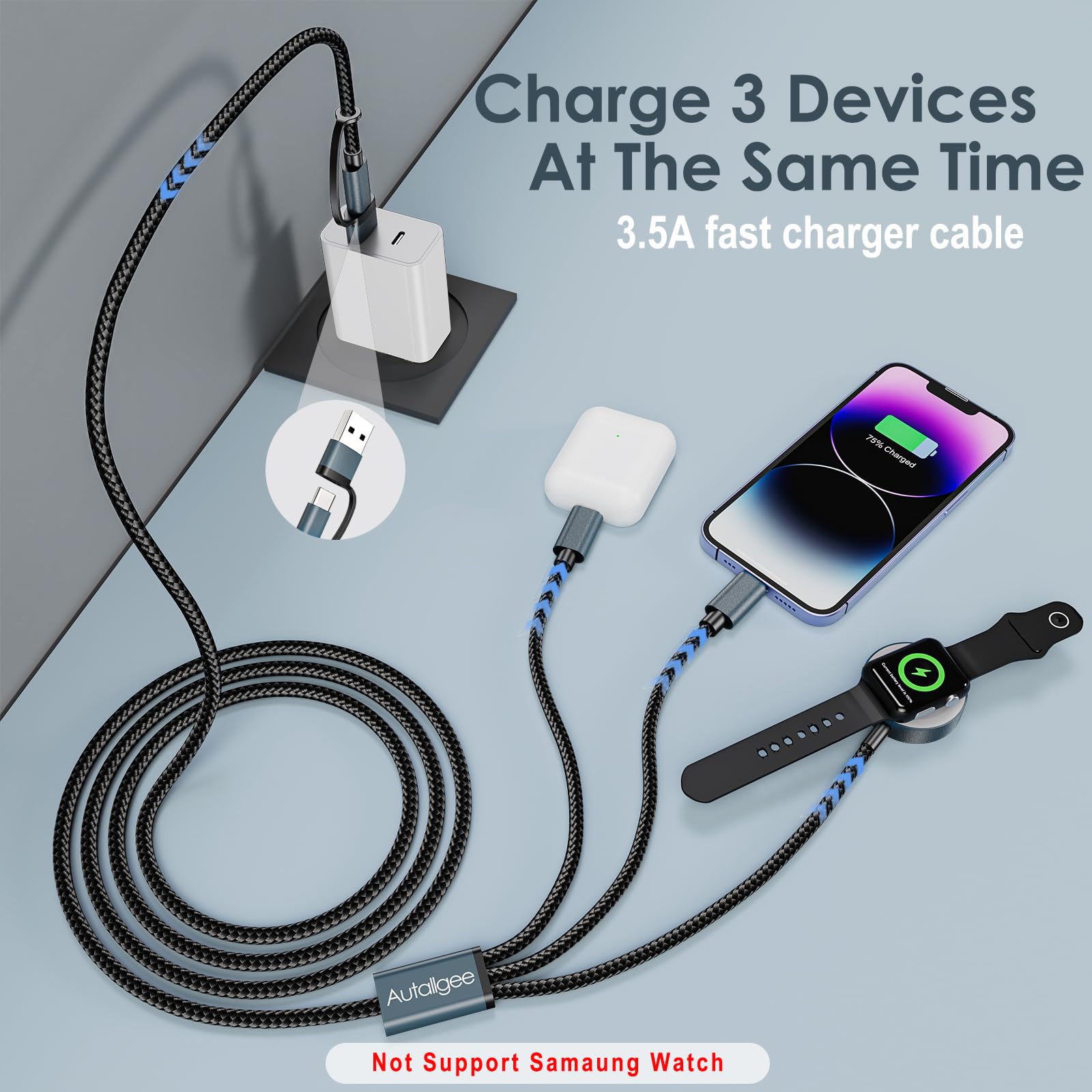 Travel Essentials for Apple Watch Charger,3 in 2 USB C Cable for Multi Charging Cable Cord,Vacation Camping RV Essentials Portable Designed for iWatch &iPhone 17-11 -4FT ?