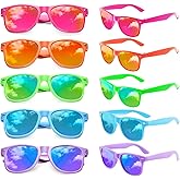 Matcheck 10/18 Pack Neon Colors Party Sunglasses Mirrored lens Colored Glasses Bulk Retro Shades for Unisex Adults Teens