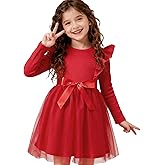 Magic Park 12M-7Y Toddler Tulle Dress Girl Long Sleeve Tutu Dress Kids Ribbed Dresses Holiday Birthday Outfits Girls