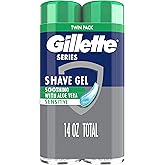 Gillette Series Soothing Shave Gel for men with Aloe Vera, For Sensitive Skin, Complete Irritation Defense Shaving Cream, Twi
