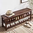 XKZG Storage Bench Wooden Shoe Bench Rustic Solid Wood Entryway Bench (Brown,47.2")